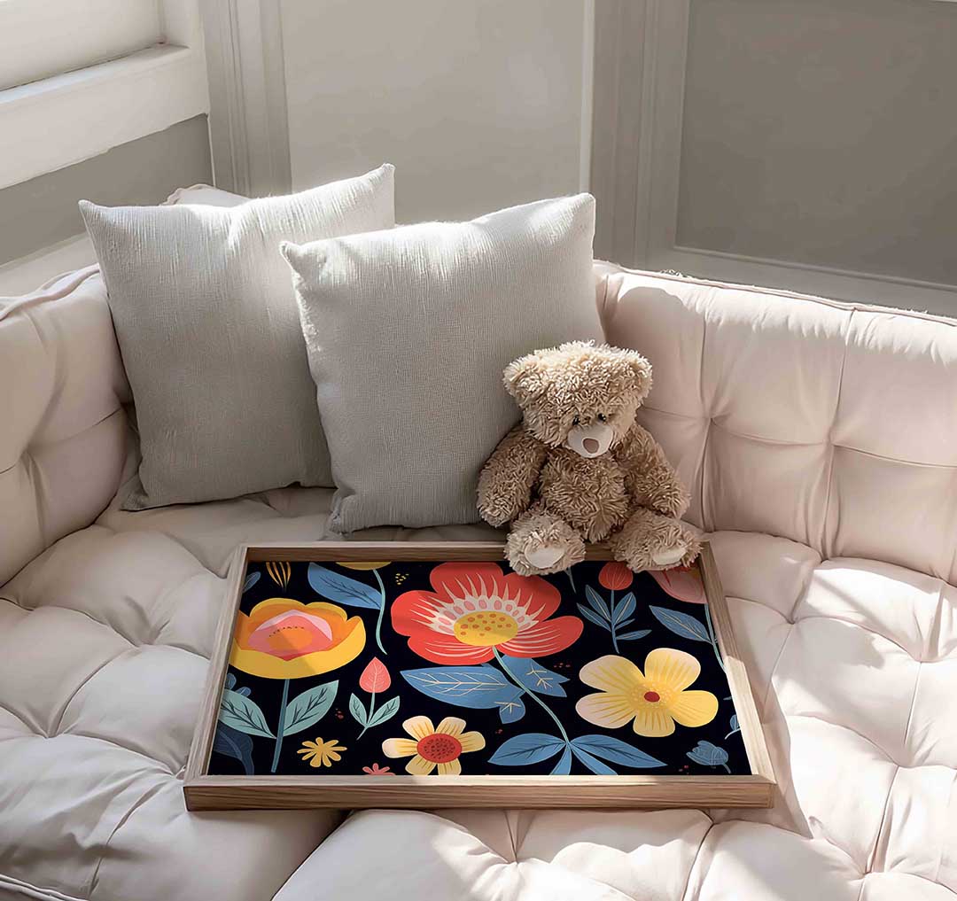 Bloemen en bladeren – liggende kinderkamer wanddecoratie van WallArtistic