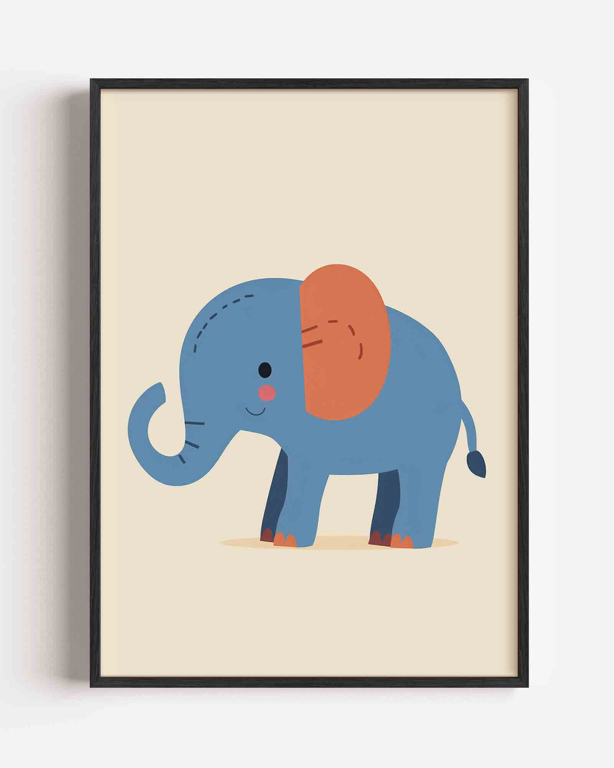 Blauwe olifant – kids portret poster als wanddecoratie