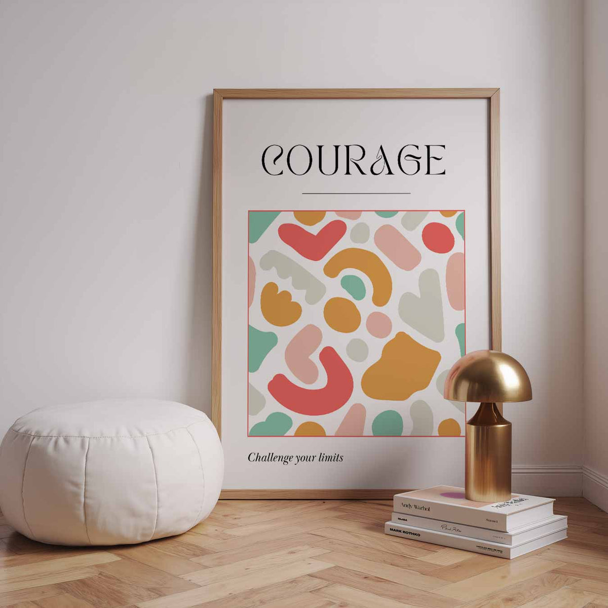 Kleurrijke Moed – staande muurposter met quote