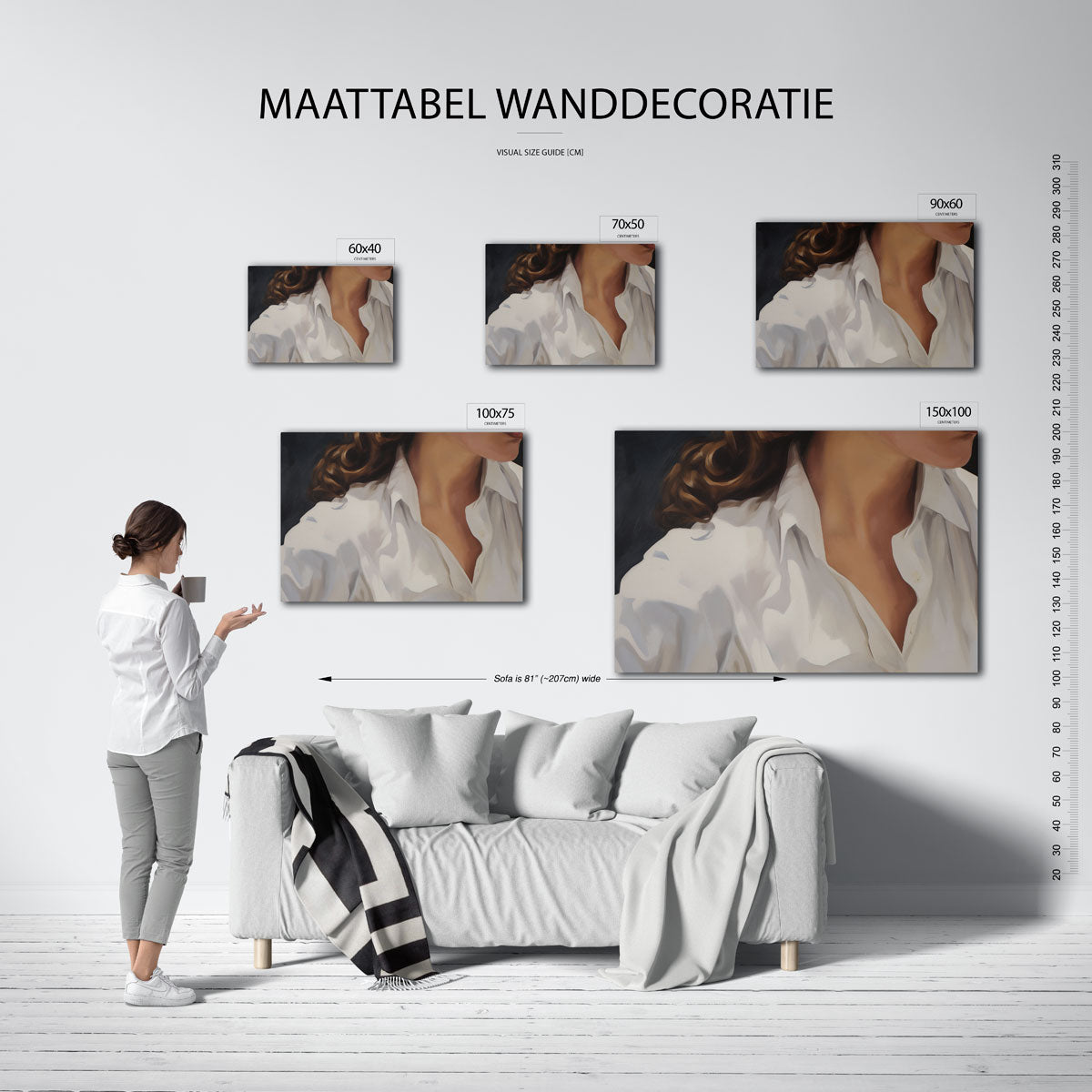 Elegante vrouwelijke vorm – moderne liggende wanddecoratie