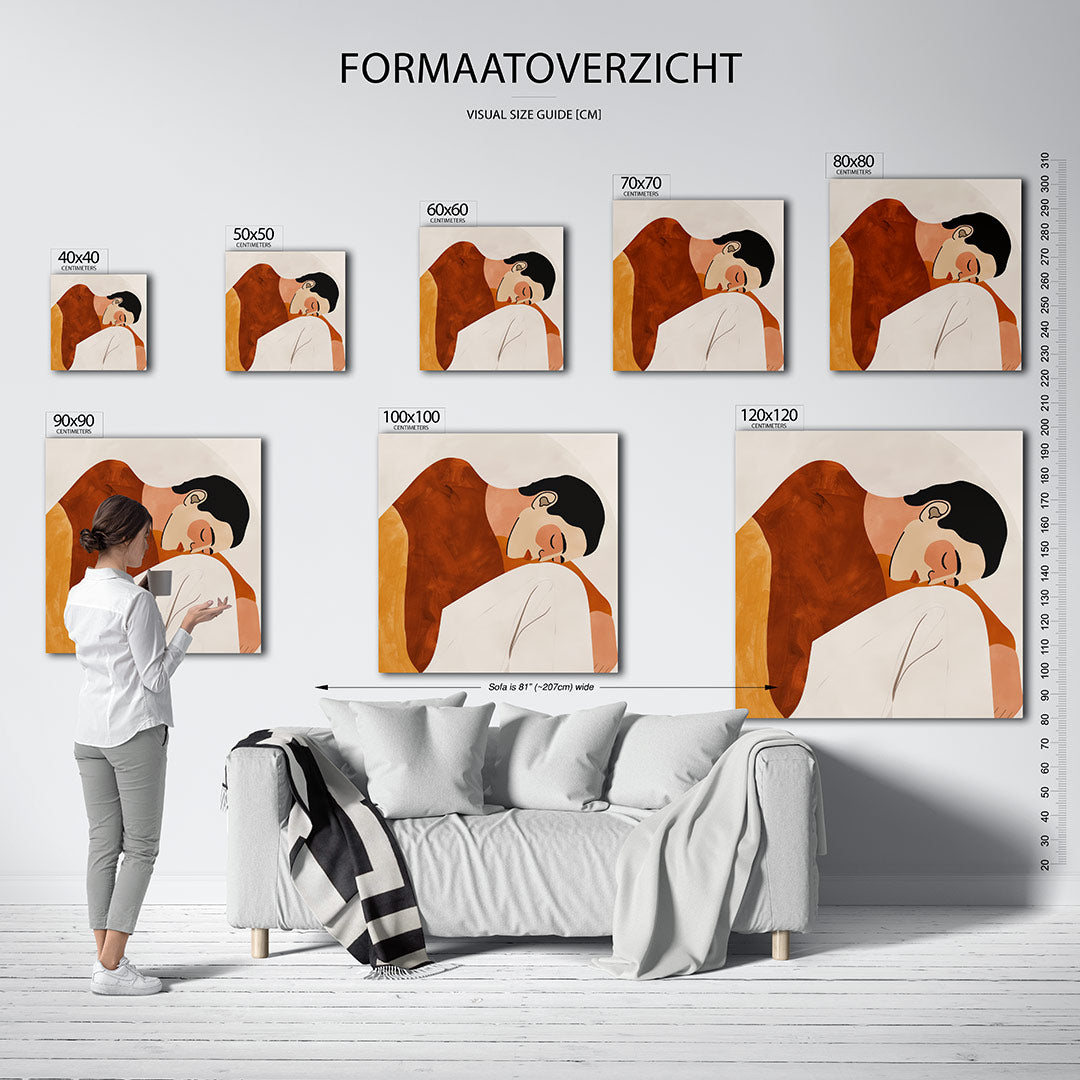 Gestileerde figuren kunstwerk – materiaalweergave – dit werk toont vloeiende lijnen en zachte vormen in warme tinten. De