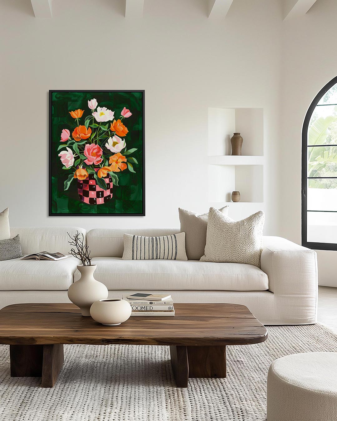 Bloemen in vaas – moderne staande wandkunst