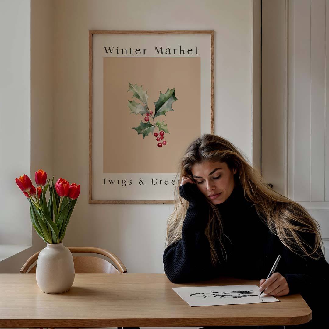 Winter Market – feestelijke wandkunst als portret poster