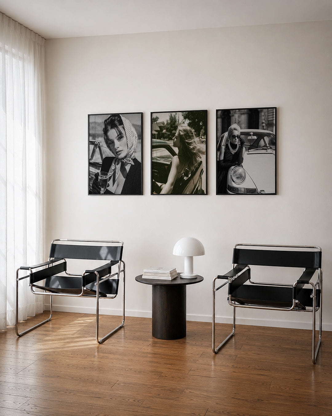 Abstract driedelige posterset – een abstracte posterset met donkere tinten en een rustige