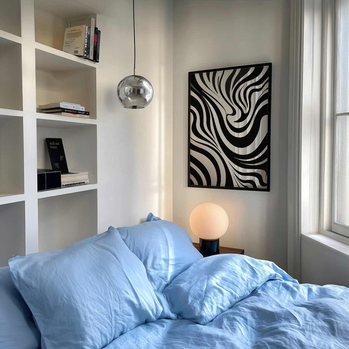 Zwart-Wit Abstracte Zebra – abstracte poster als moderne staande wanddecoratie