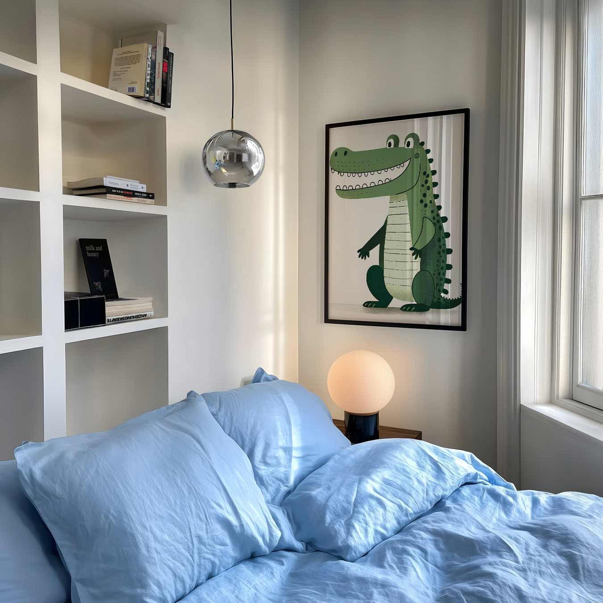 Vrolijke Krokodil Kinderkamer – speelse wandkunst als portret kinderposter