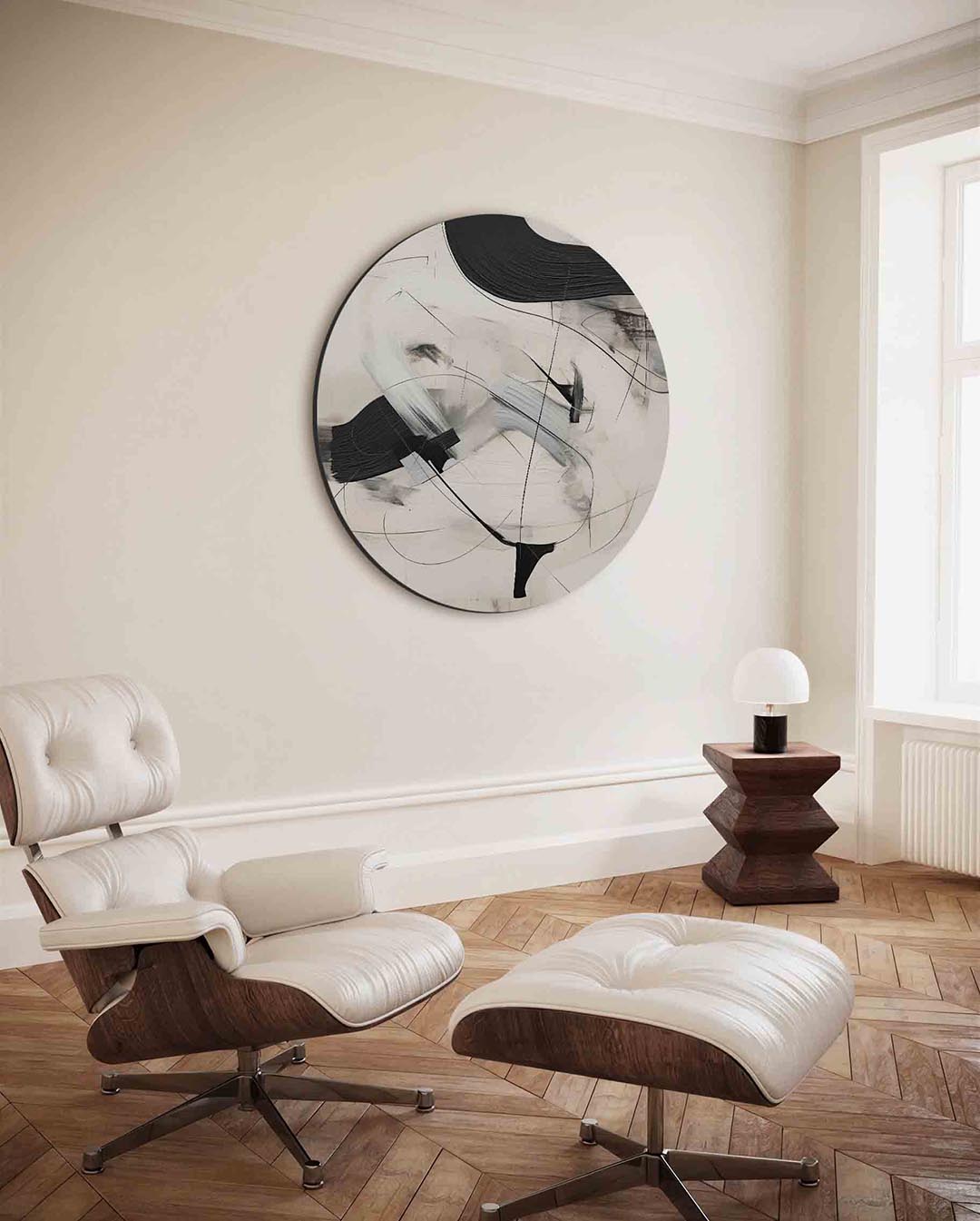 Abstracte lijnen – kleurrijke ronde wanddecoratie van WallArtistic