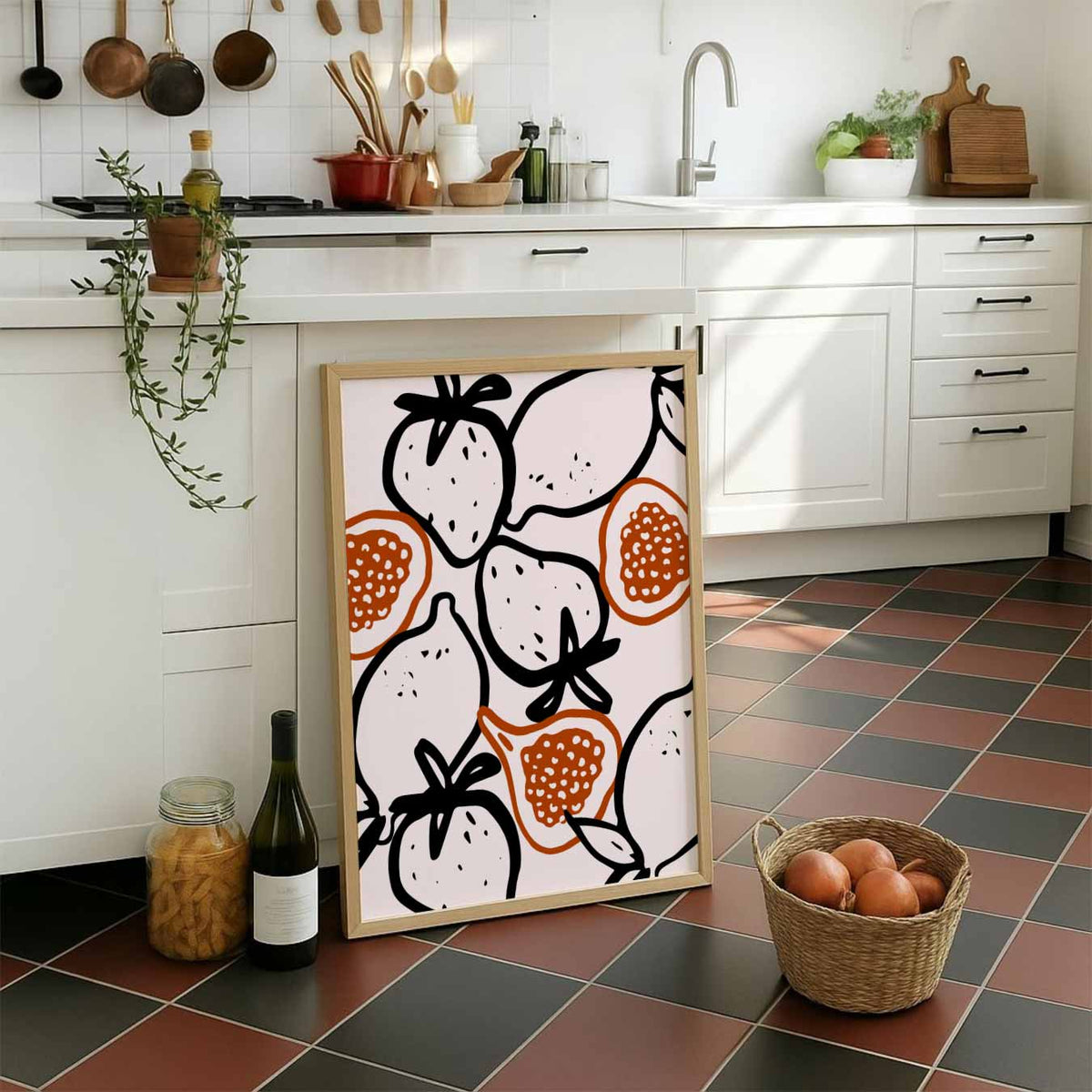 Fruitige Vibe Kunstposter – staande muurposter voor keuken of eethoek