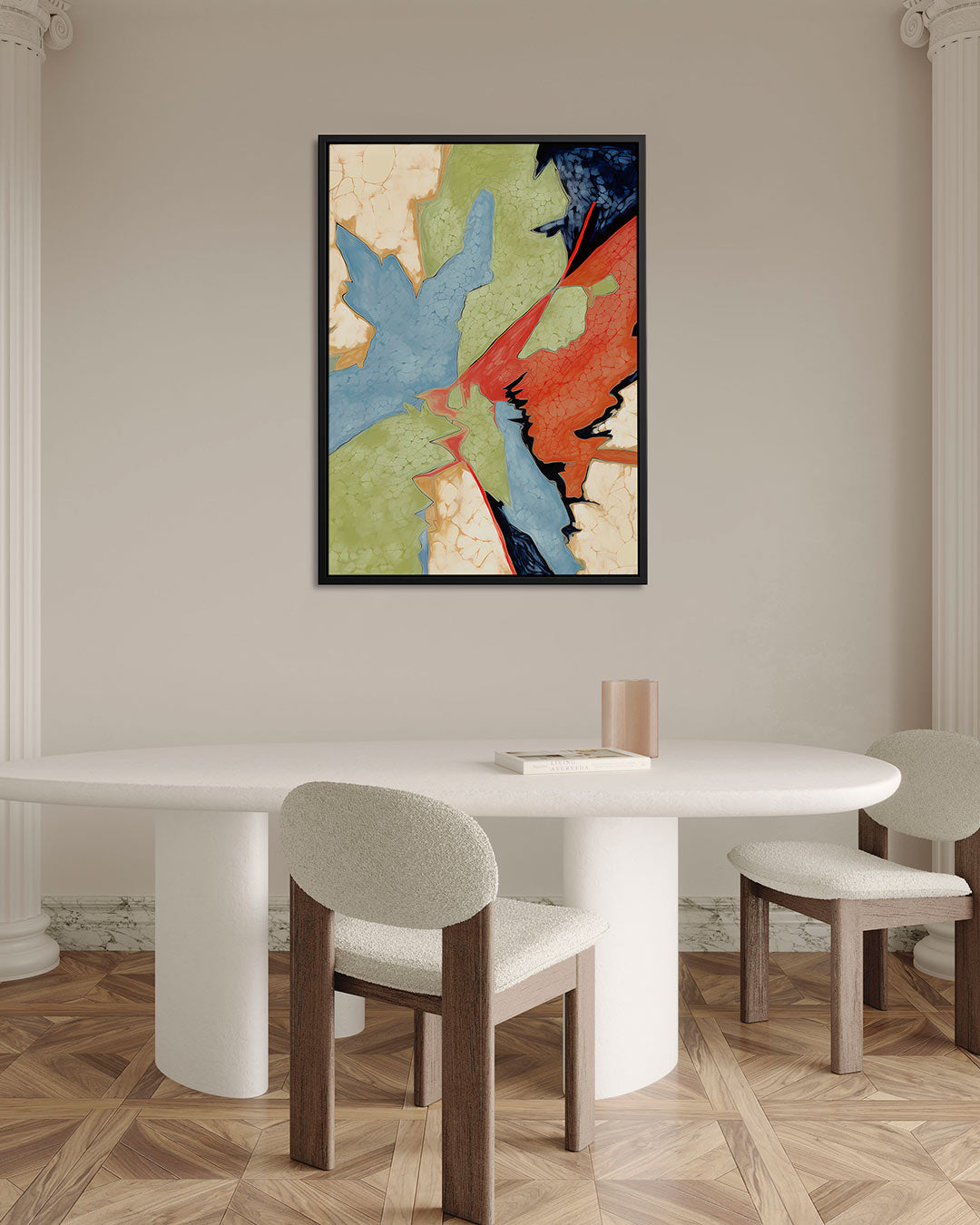Dynamische kleurencompositie – staand wanddecoratie kunstwerk