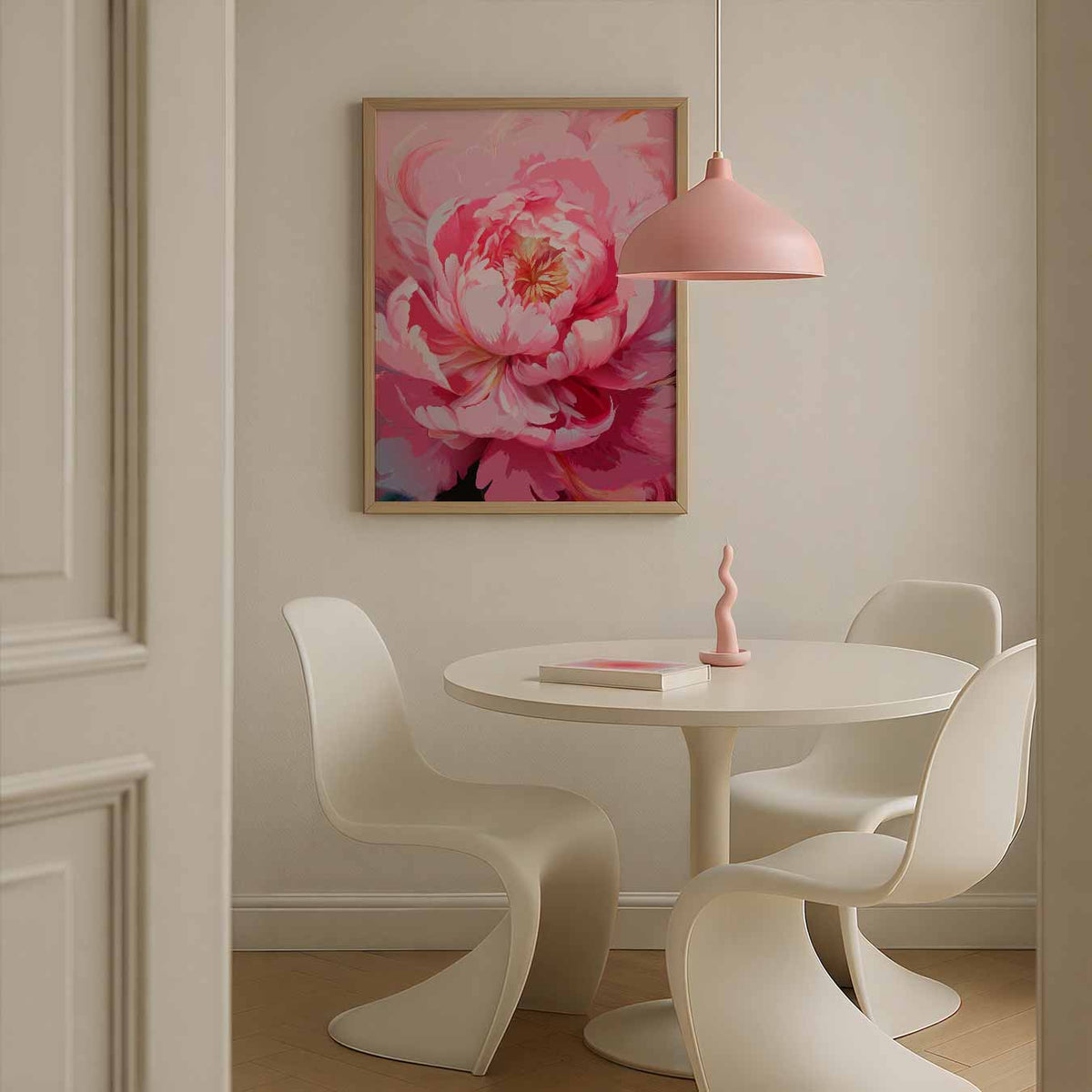 Roze Bloembloesem Kunstposter – bloemen poster in staand formaat