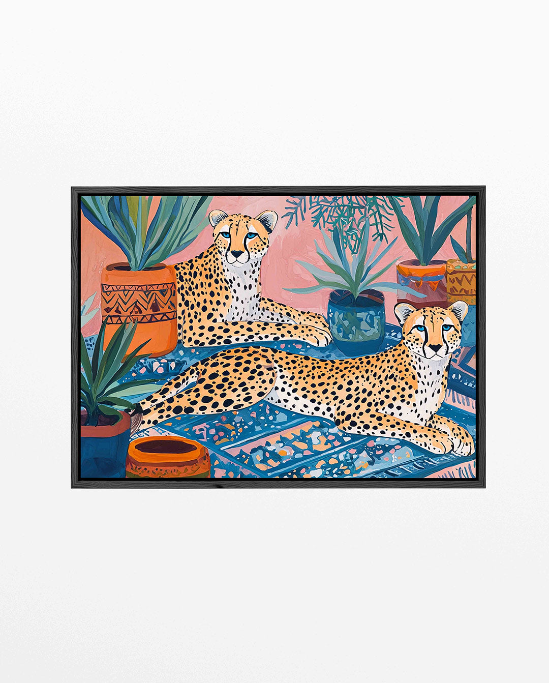 Luipaarden en planten – liggend dieren kunstwerk