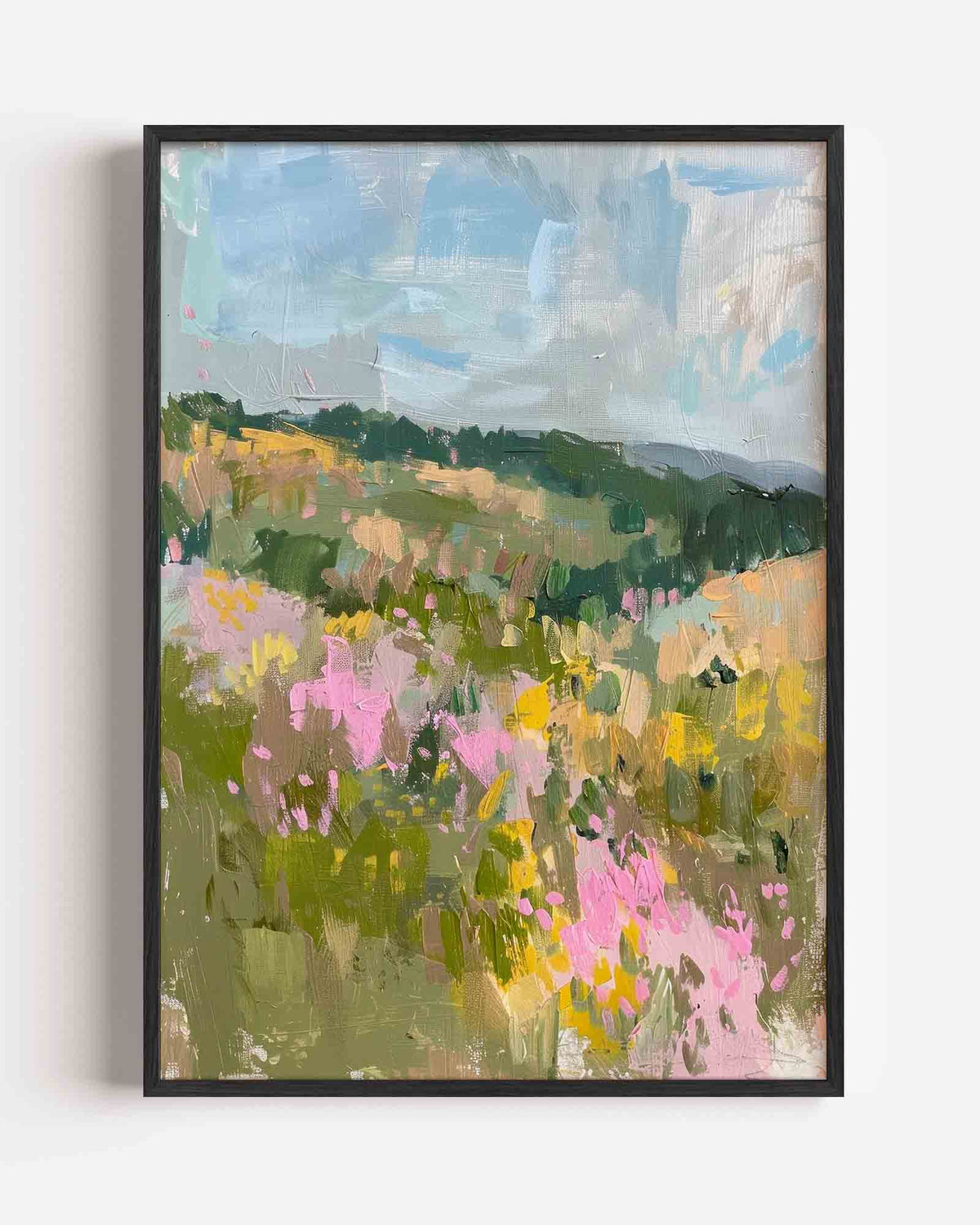 Landschap met bloemen – kleurrijke illustratie portret poster als wanddecoratie