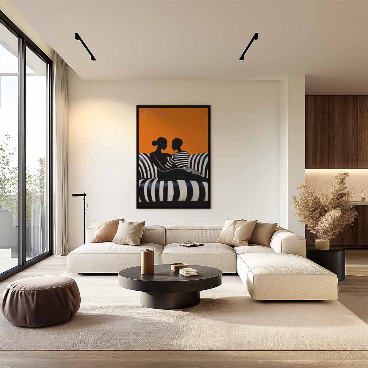 Samenspel van Silhouetten – staand kunstwerk voor modern interieur