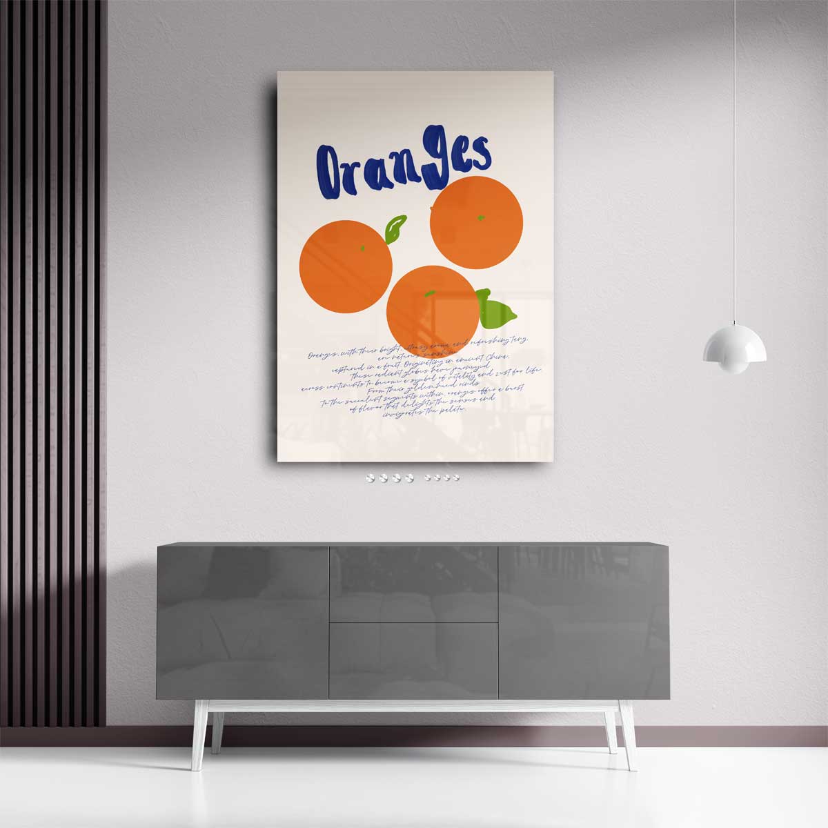 Zomers Sinaasappelgenot – plexiglas wanddecoratie in portret formaat
