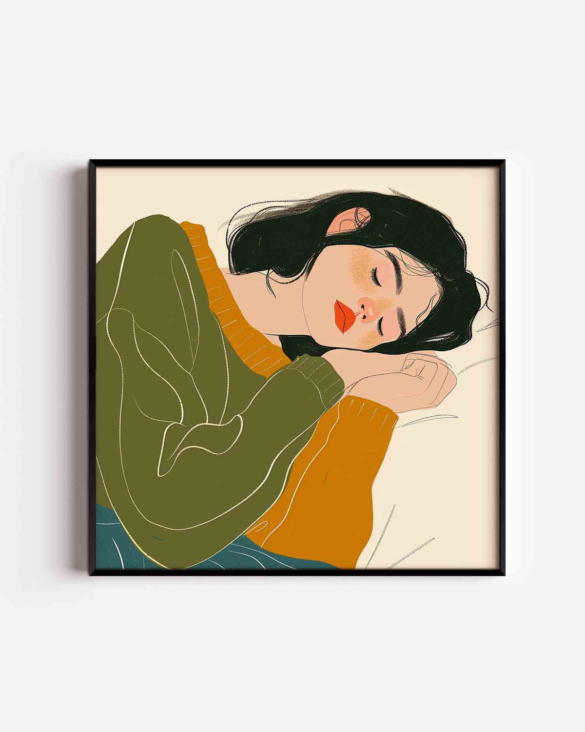 Slapende vrouw – design vierkante poster als wanddecoratie