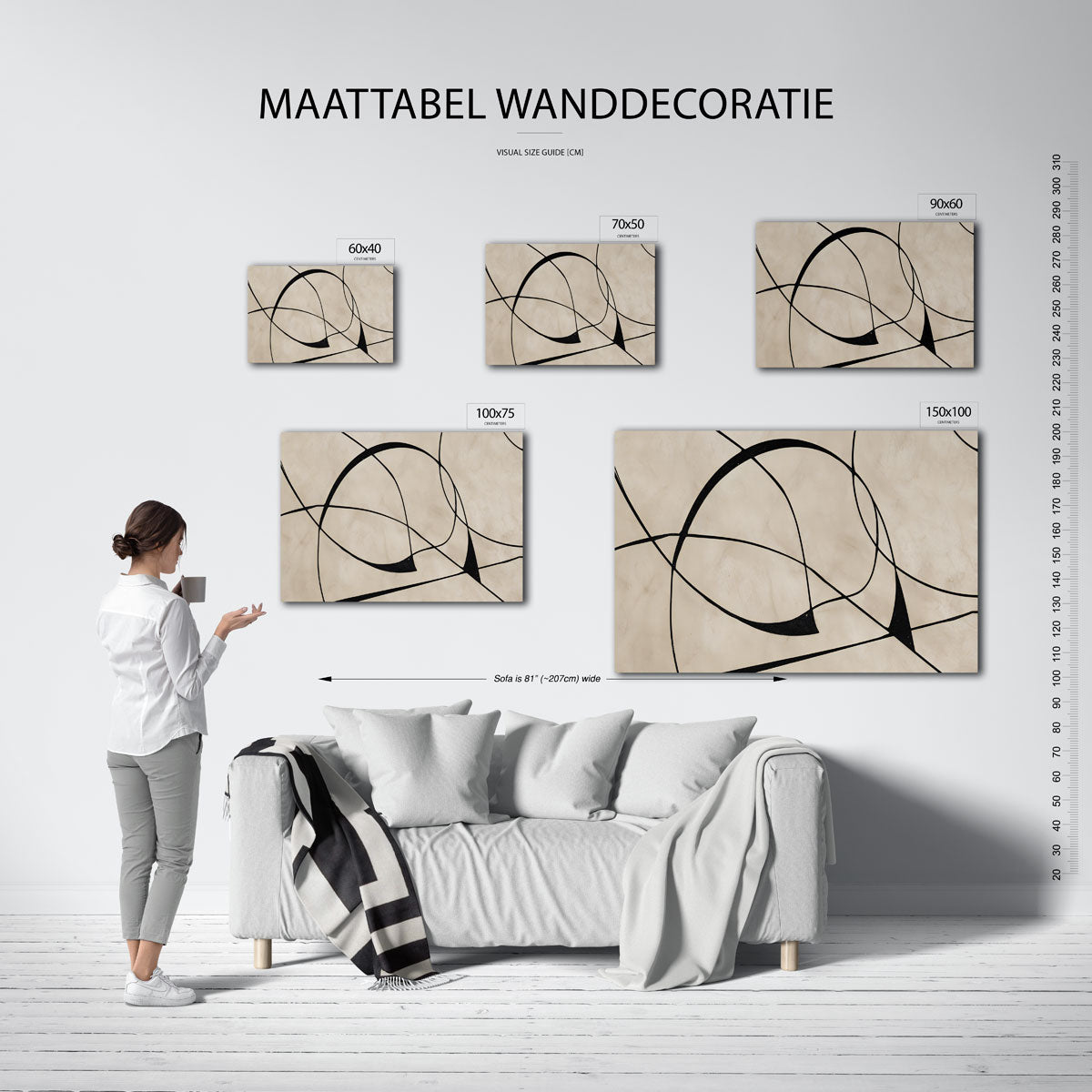 Organische lijnen – moderne liggende wandkunst