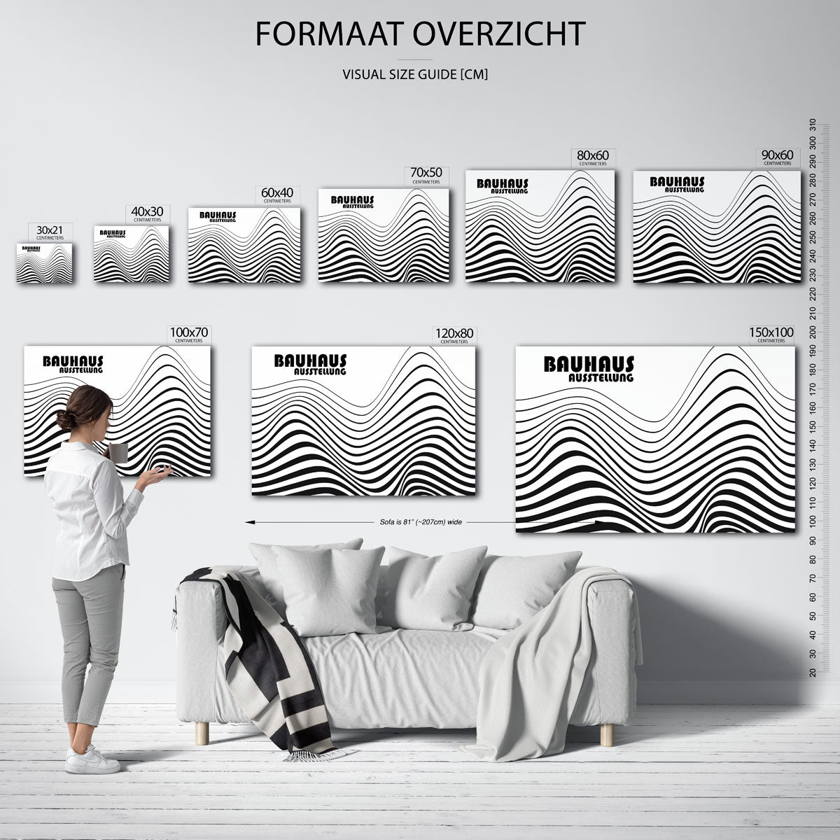 Golvend lijnenspel – Bauhaus poster als geometrische wanddecoratie