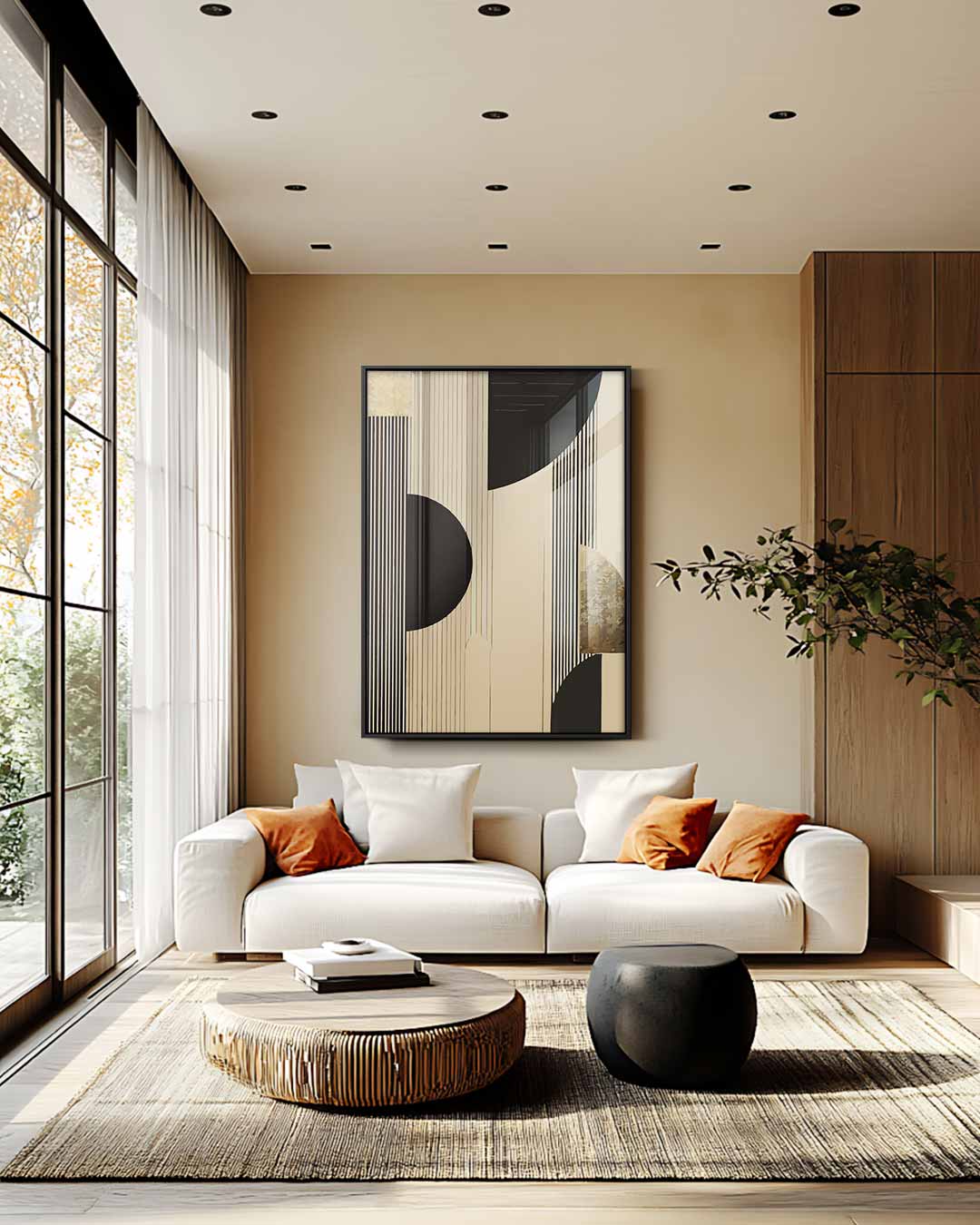 Moderne Geometrische Harmonie – staande wandkunst voor woonkamer of interieur