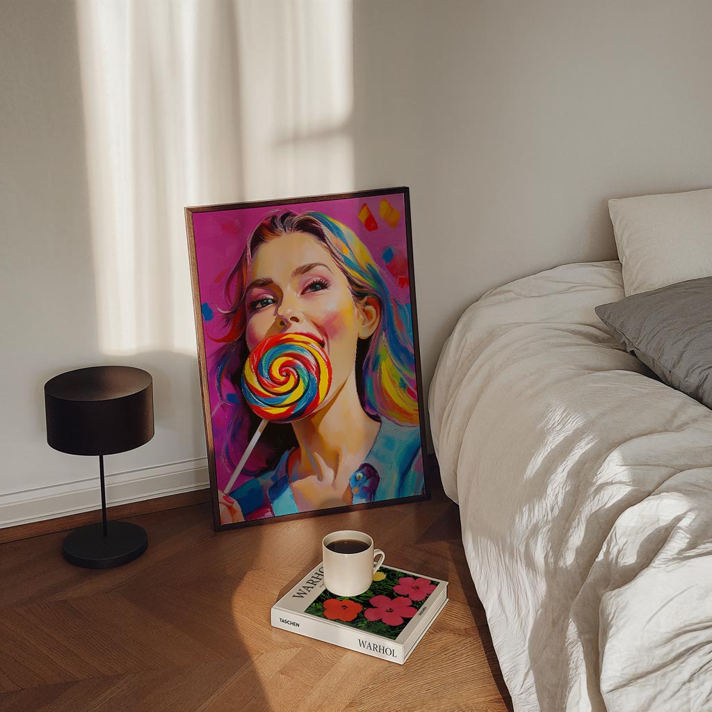Kleurrijke Lolly Droom – staande Popart wanddecoratie van WallArtistic