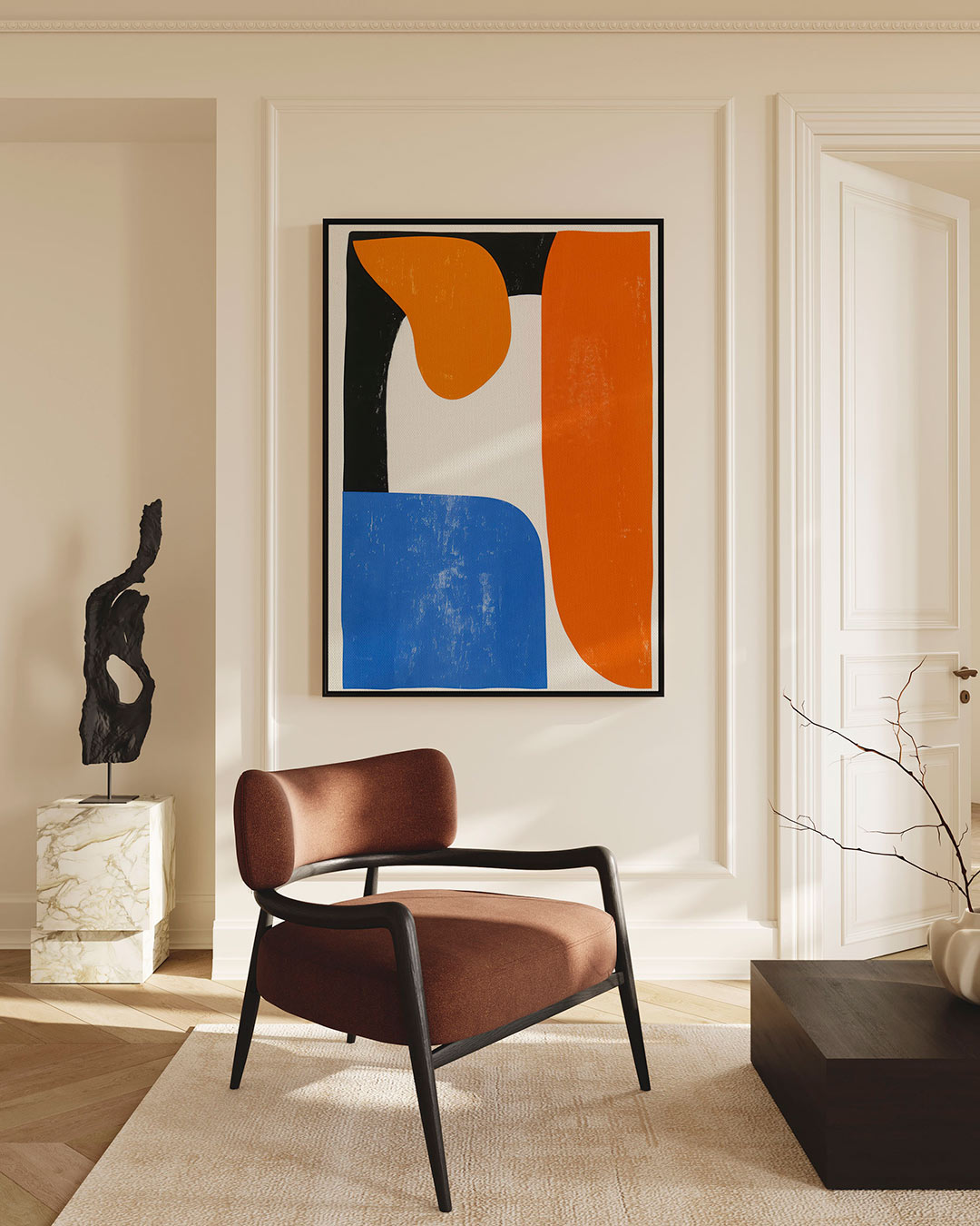 Geometrische vormen compositie – Blauw – staande wanddecoratie