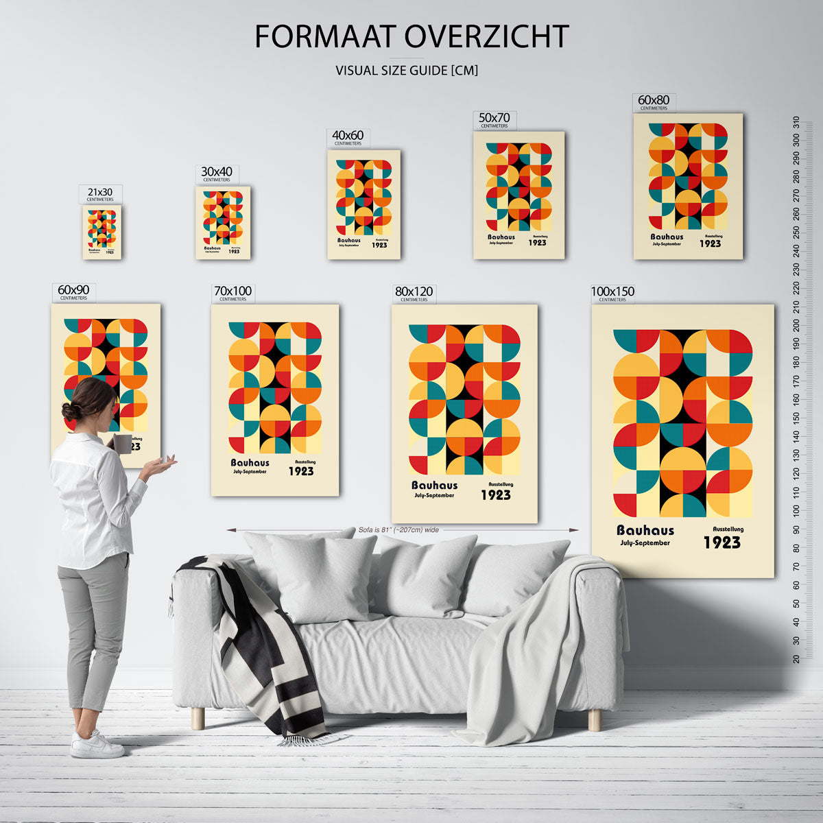 Vormritme en kleur – geometrische poster in Bauhaus-stijl van WallArtistic