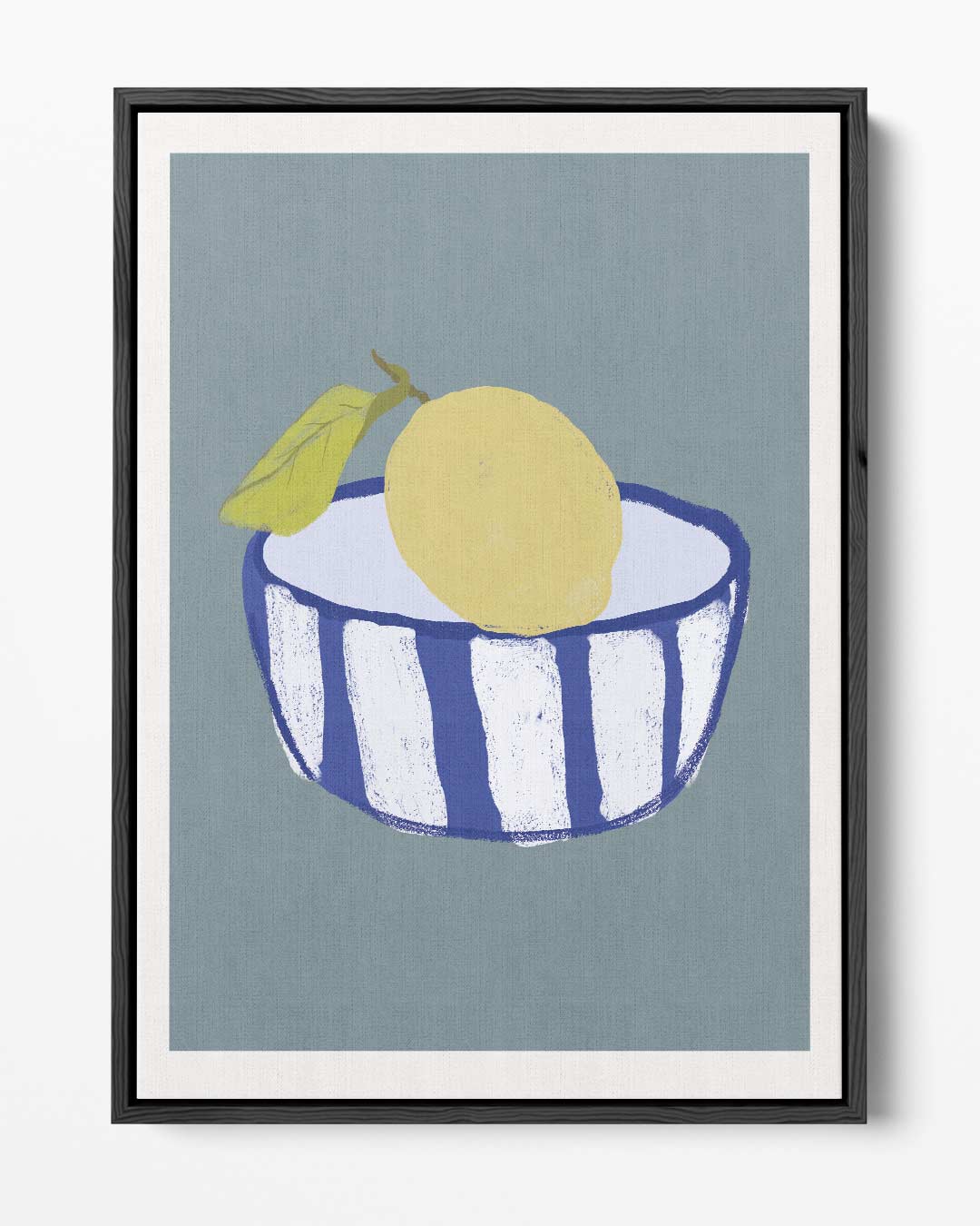 Citroen in Blauwe Kom – portret kunstwerk als wanddecoratie
