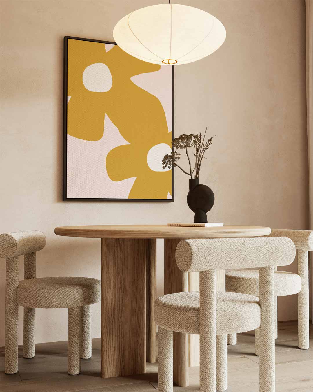 Bloemen in het Zonnegeel – staande wandkunst voor woonkamer of interieur