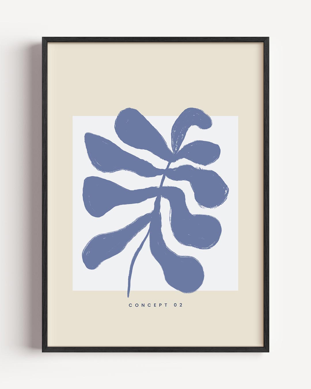 Abstracte Blauwe Bladkunst – bloemen portret poster als wanddecoratie