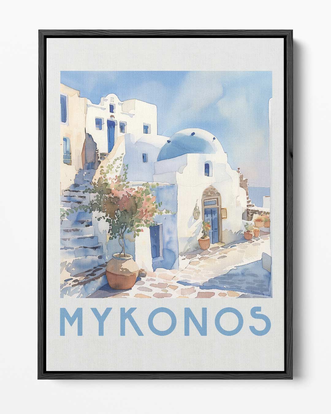 Mykonos in Waterverf – portret kunstwerk als wanddecoratie