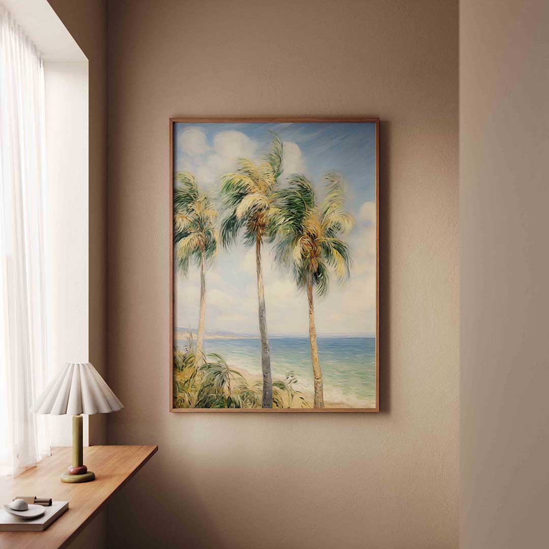 Palmbomen aan zee – staande jungle wanddecoratie van WallArtistic
