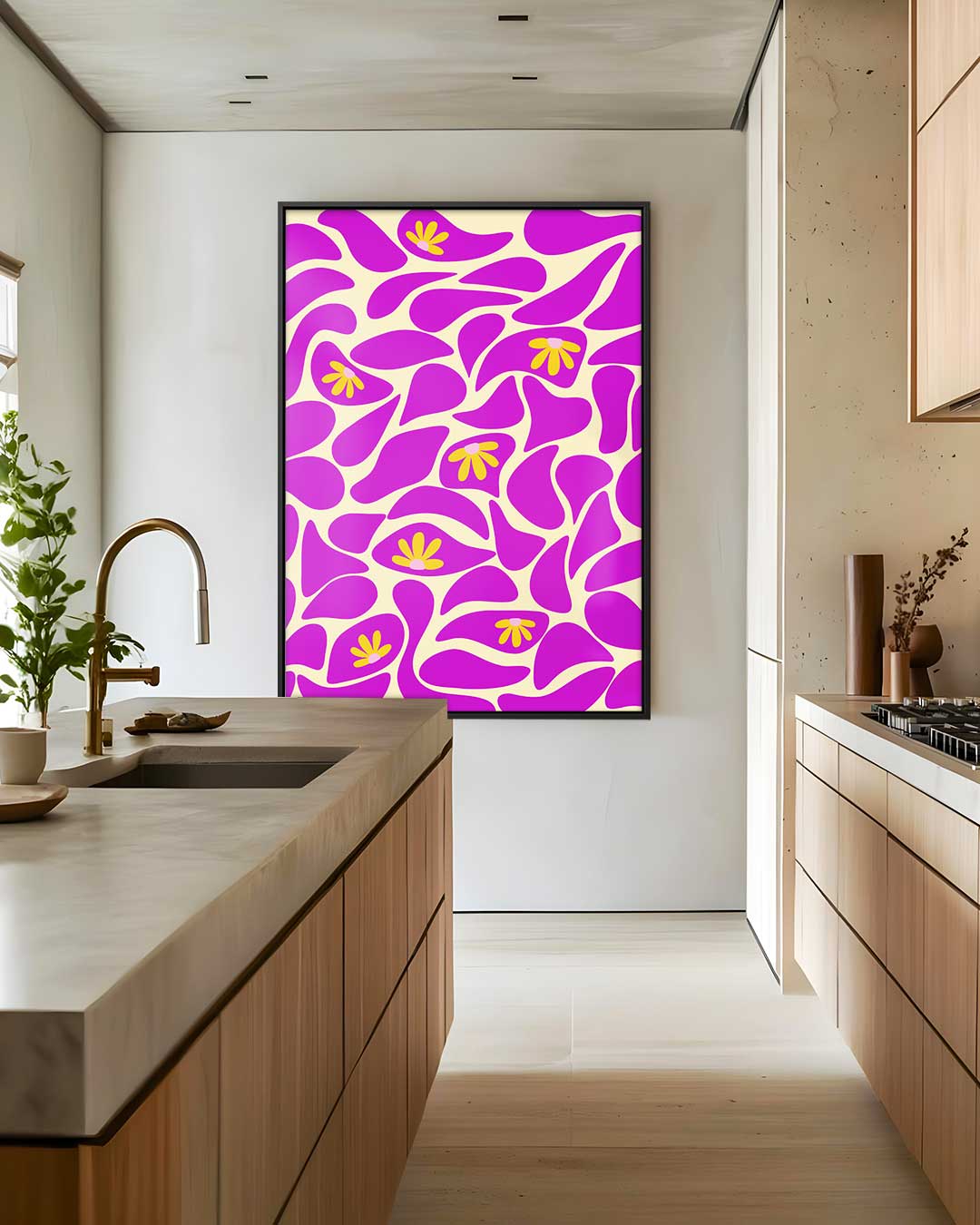 Vrolijke Bloemen Abstract – plexiglas wanddecoratie in portret formaat