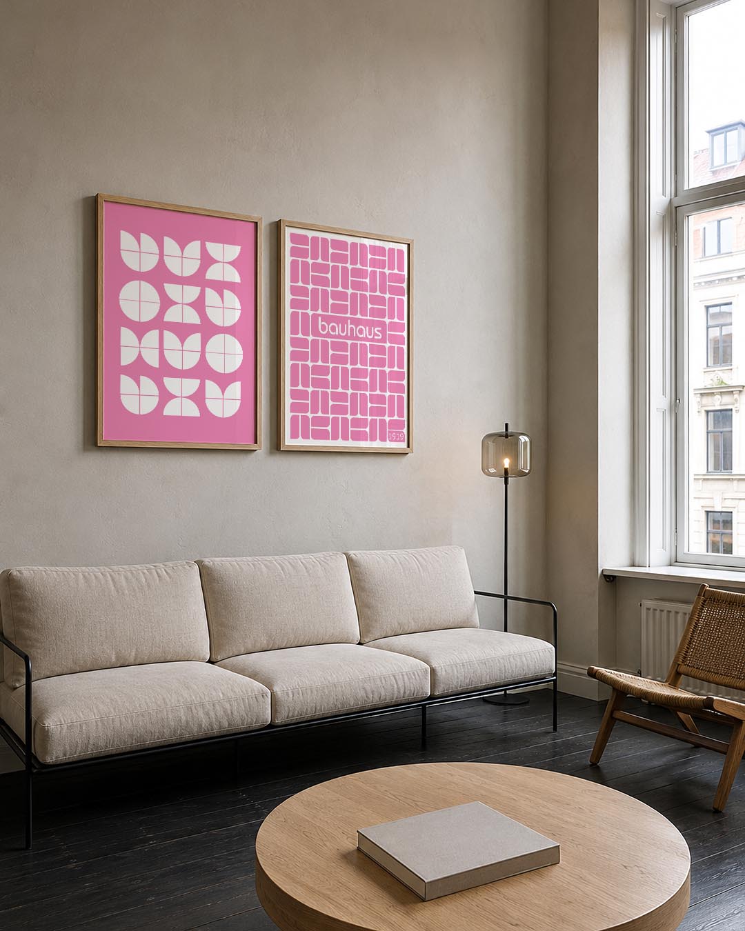 Vormenspel in roze Posterset
