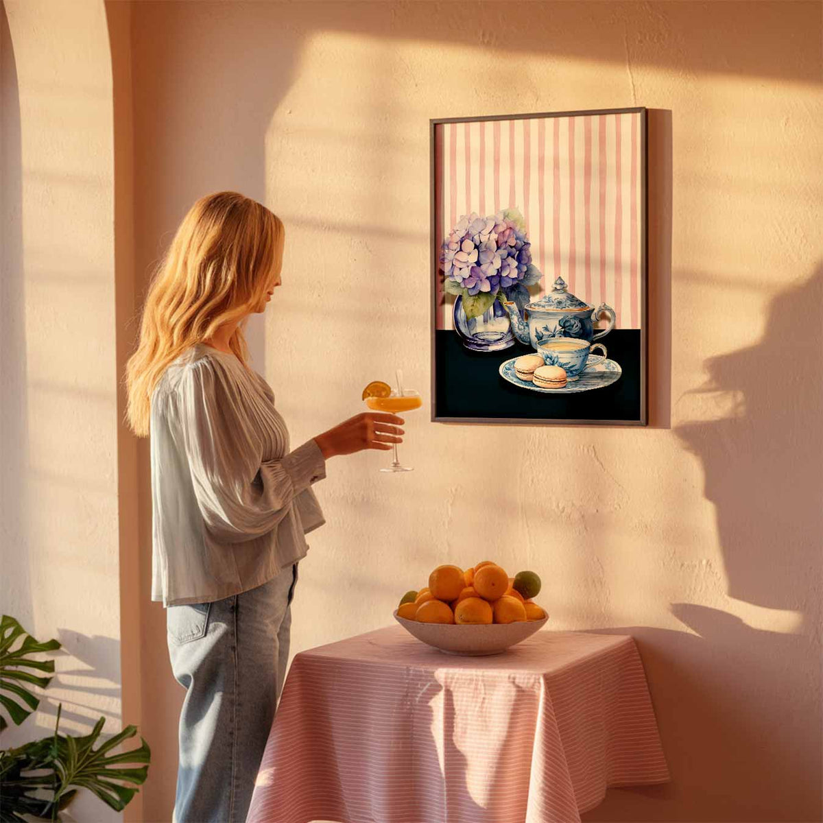 Romantische Theetijd – keuken poster als sfeervolle staande wanddecoratie