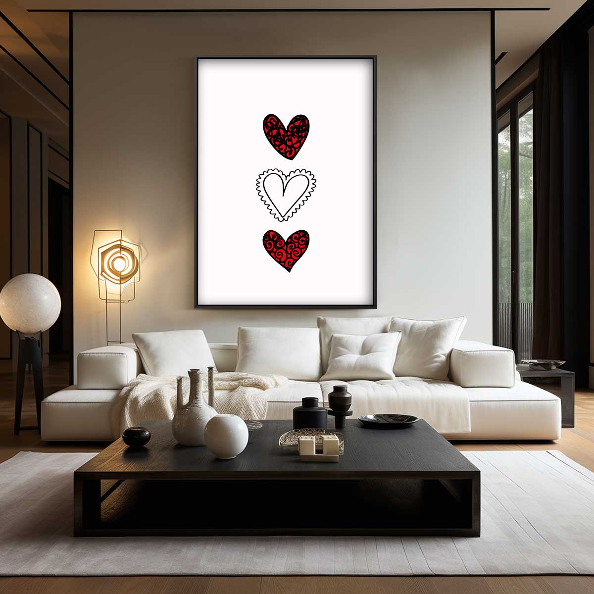 Drie Harten Inspiratie – modern portret kunstwerk van WallArtistic