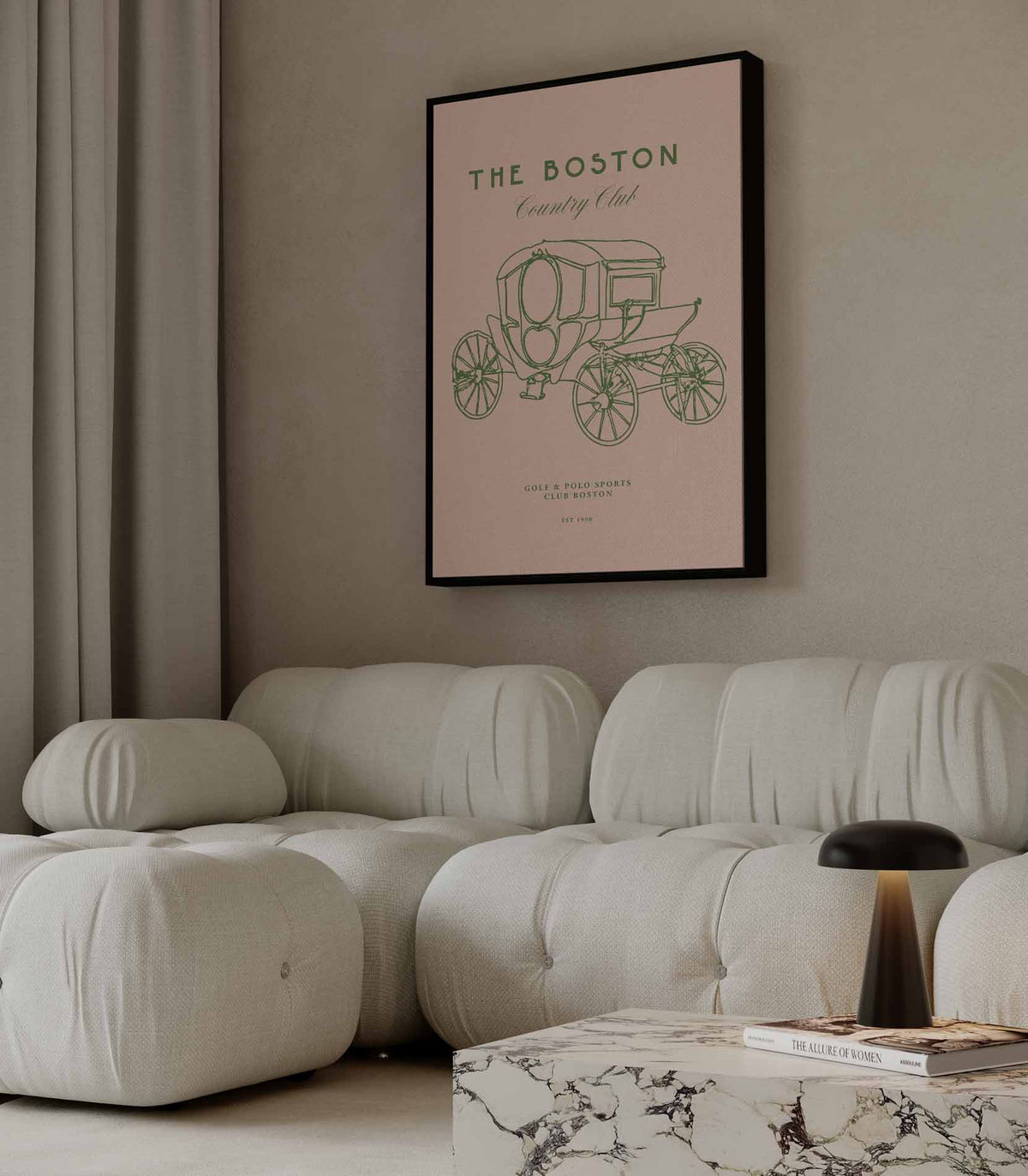Vintage Boston Koets Illustratie – plexiglas wanddecoratie in portret formaat