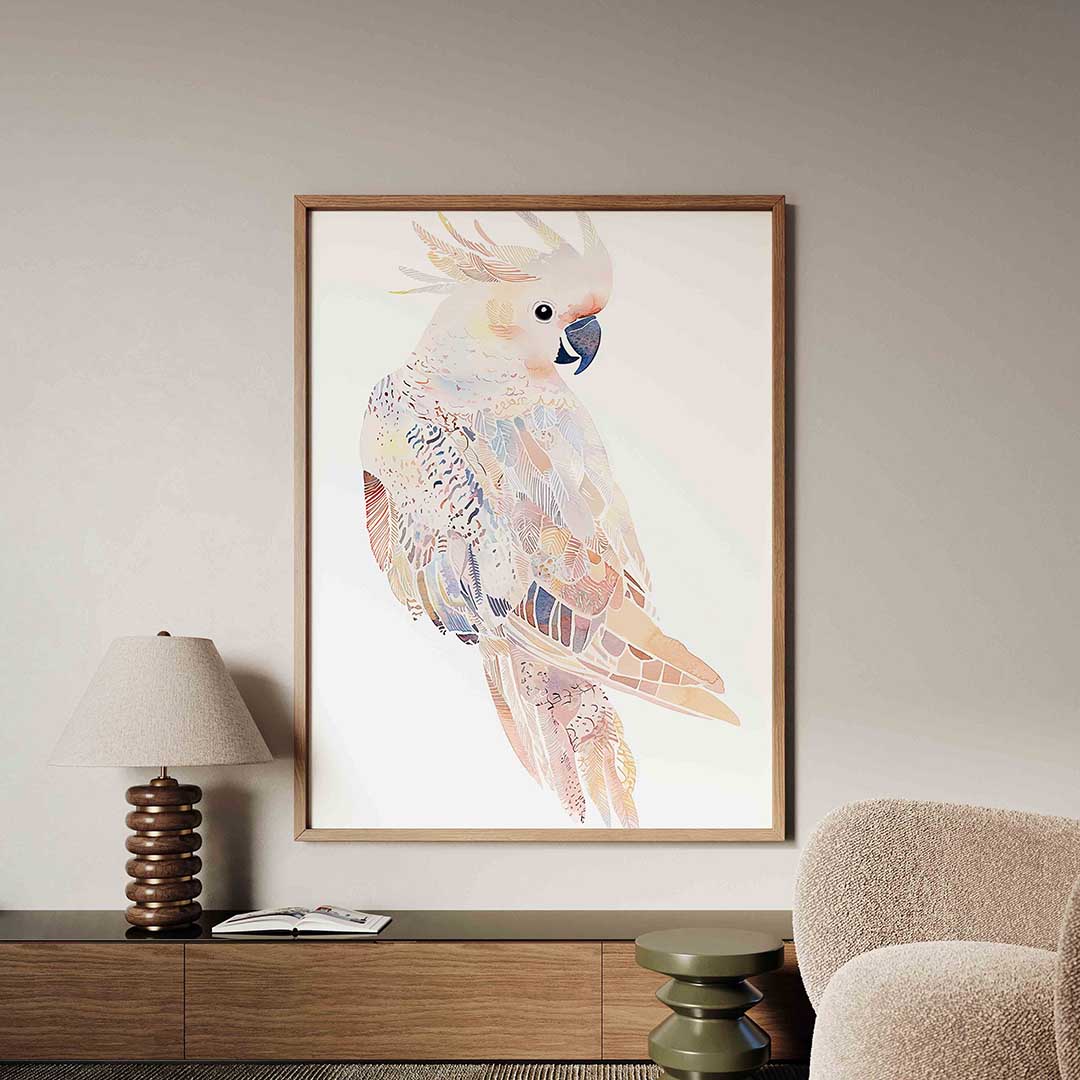 Papegaai in pastel – dieren poster in staand formaat