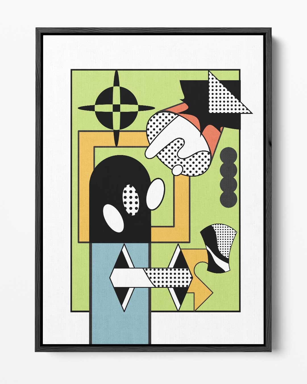 Abstracte Geometrische Compositie – portret kunstwerk als wanddecoratie