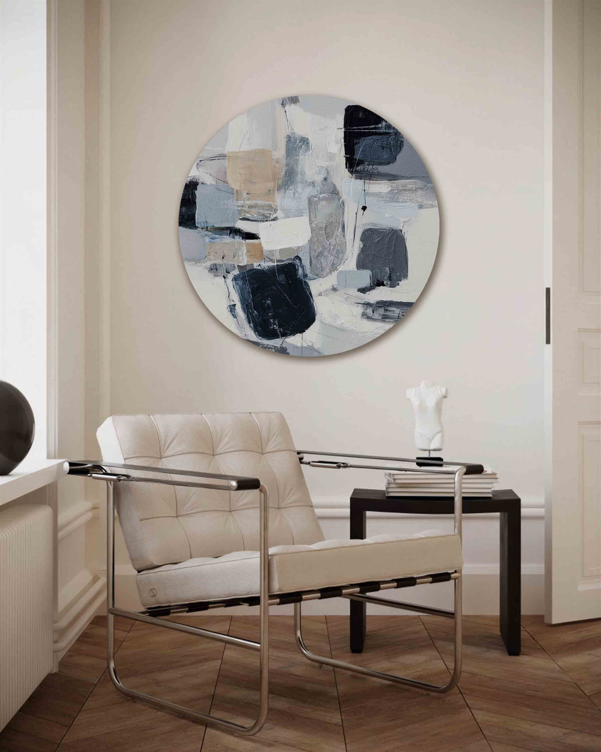 Abstracte vormen – abstracte muurcirkel als ronde wanddecoratie