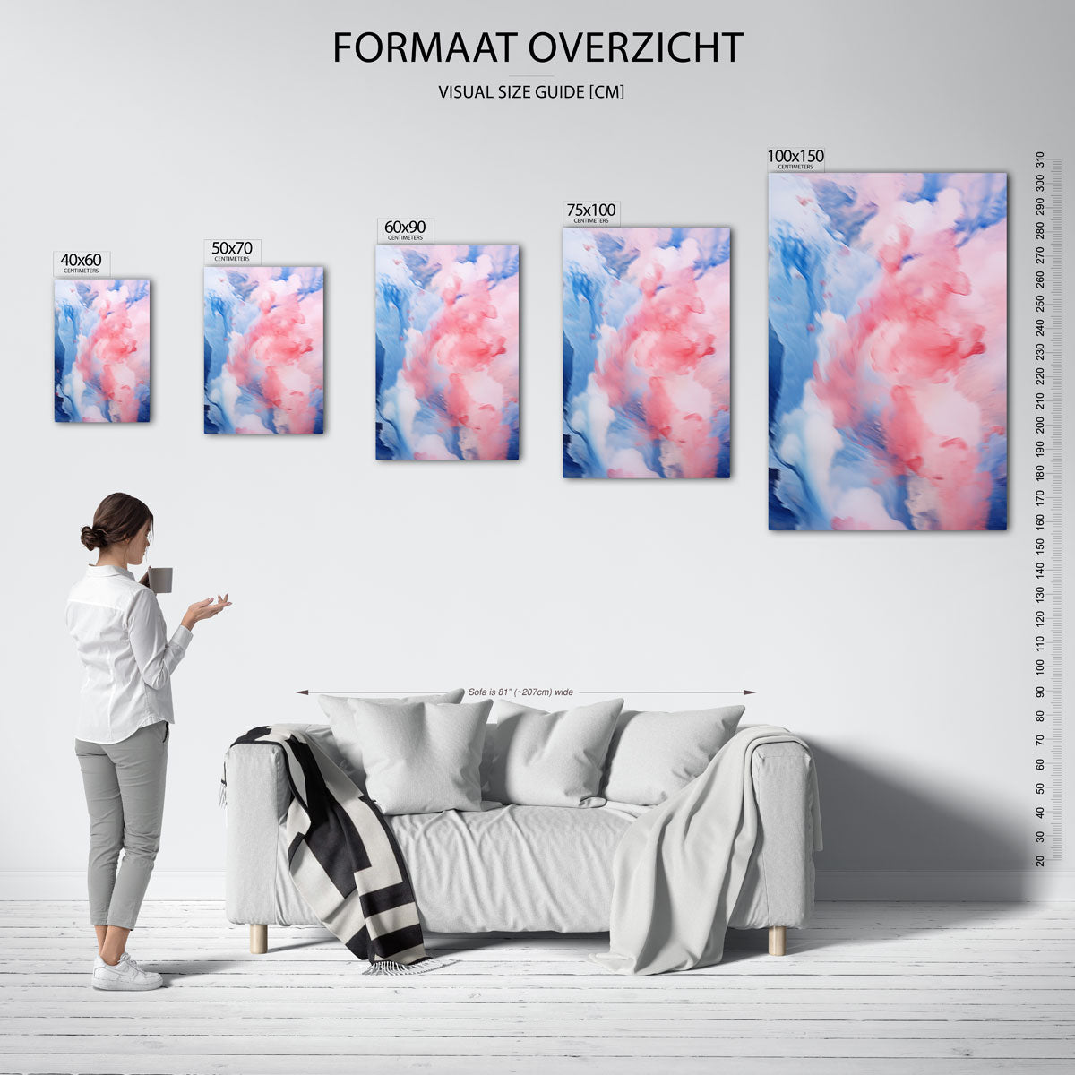 Vloeiende kleurencompositie – Dromerige – moderne staande wandkunst