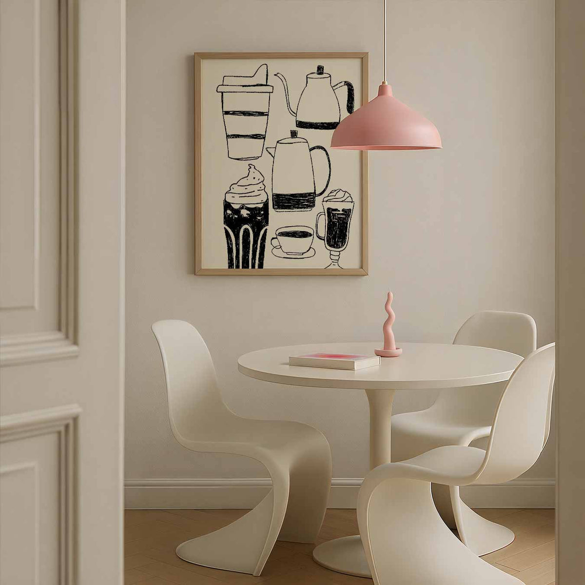 Koffiemoment Illustratie – zomerse poster in staand formaat