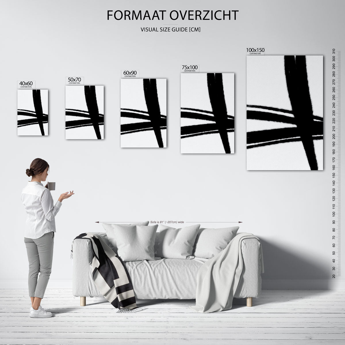 Dynamische lijnen – staand wanddecoratie kunstwerk