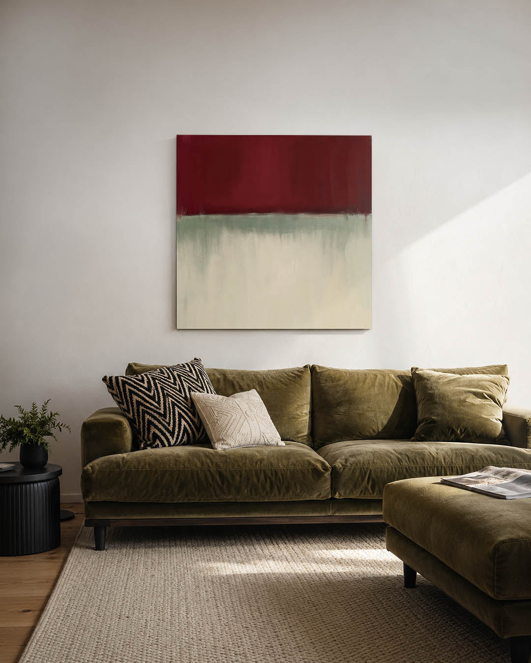 Horizontale kleurenlagen kunstwerk – derde productweergave – dit werk toont een compositie van horizontale kleurvlakken. De