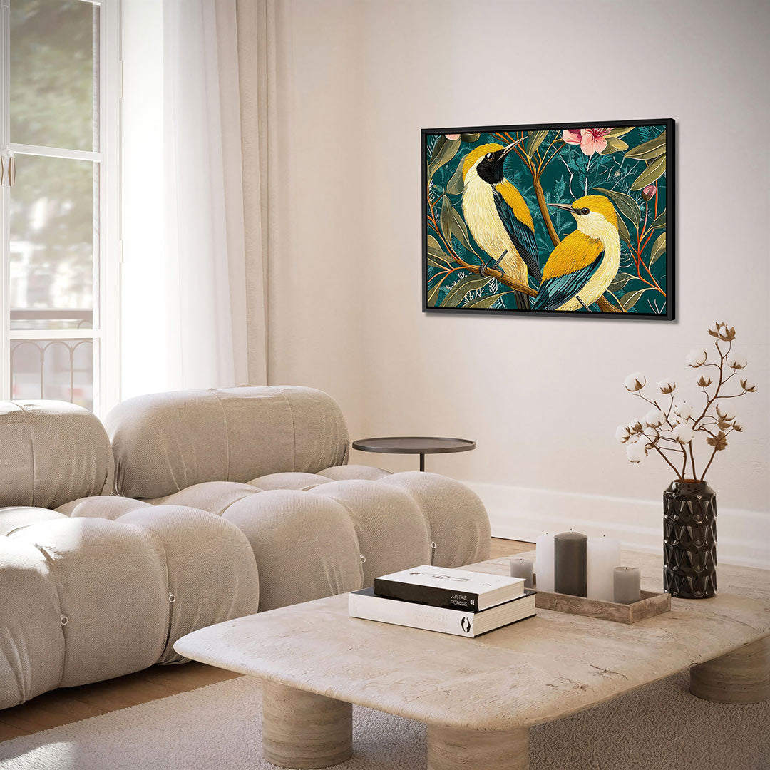 Vogels en bloemen – alternatieve weergave van het kunstwerk