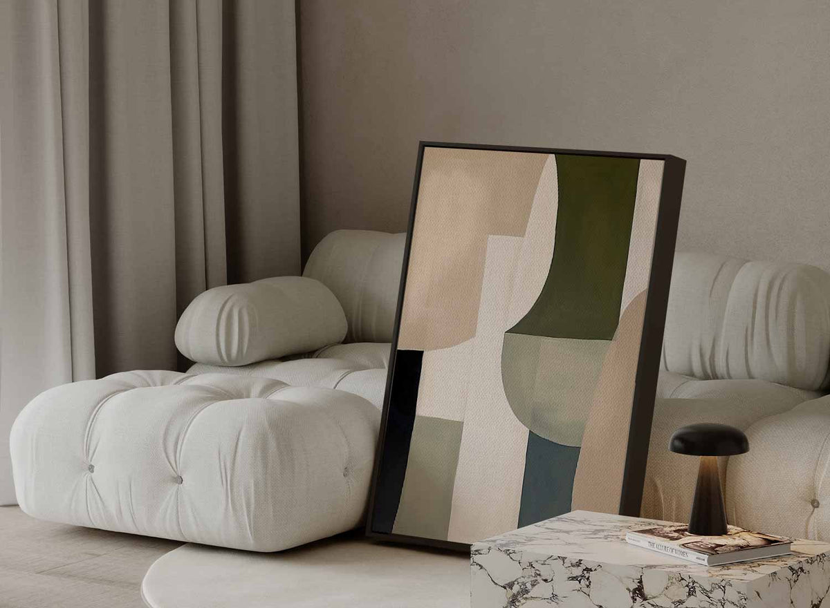 Abstracte Harmonie in Aardetinten – modern portret kunstwerk van WallArtistic