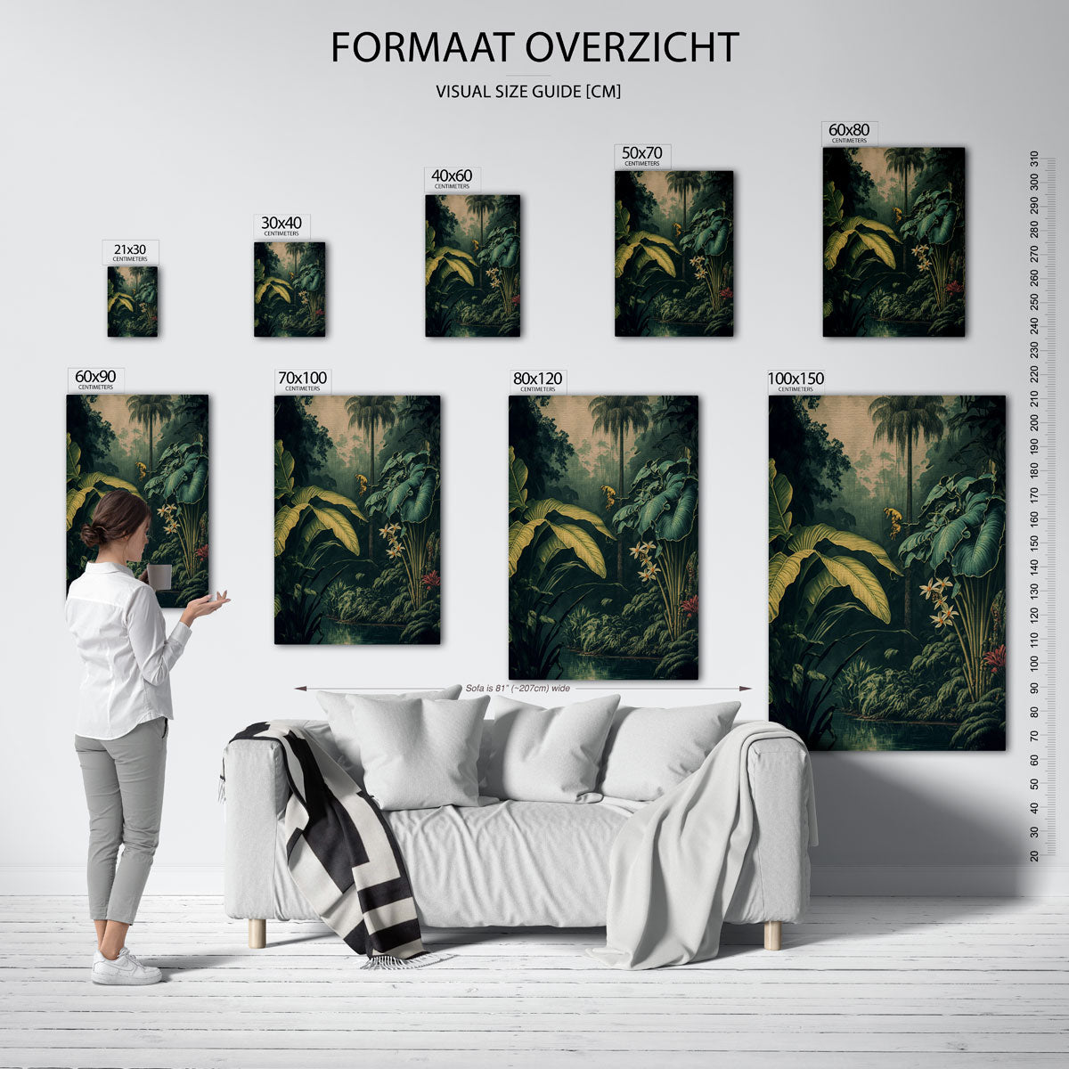 Tropische planten – staande muurposter met jungle thema