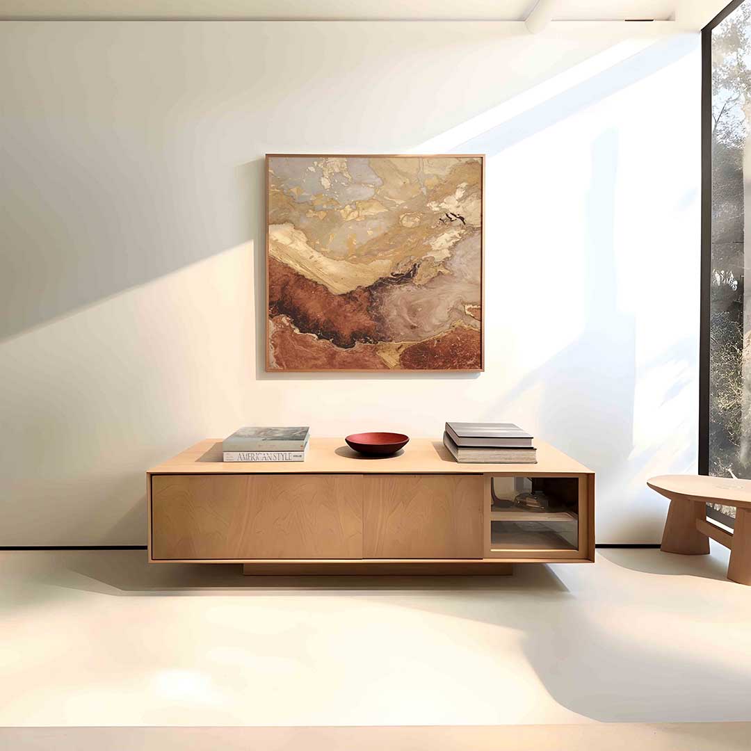 Abstracte aardetinten – vierkante abstracte textuur wanddecoratie van WallArtistic