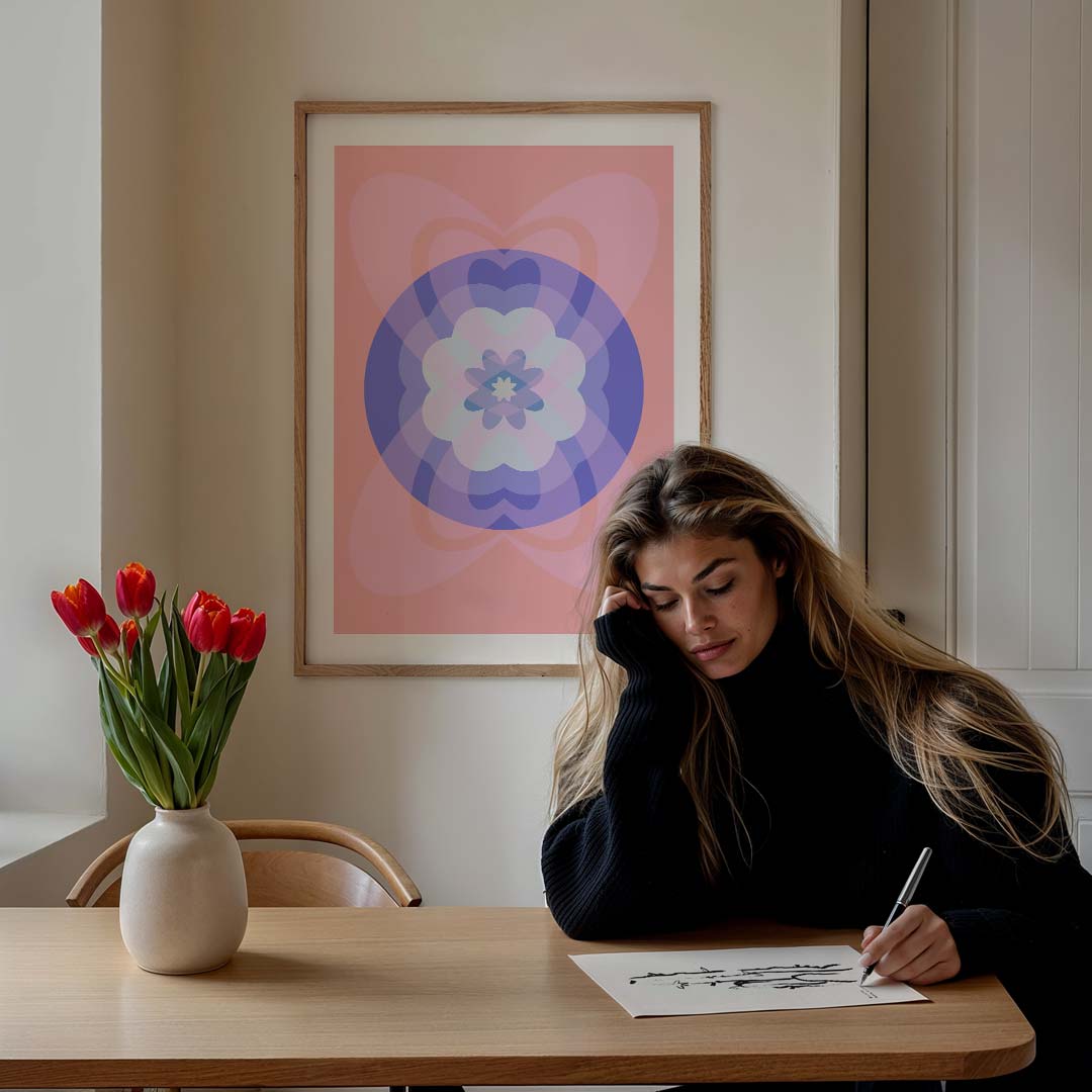 Dromerige Bloemenmandala – staande muurposter voor een modern interieur