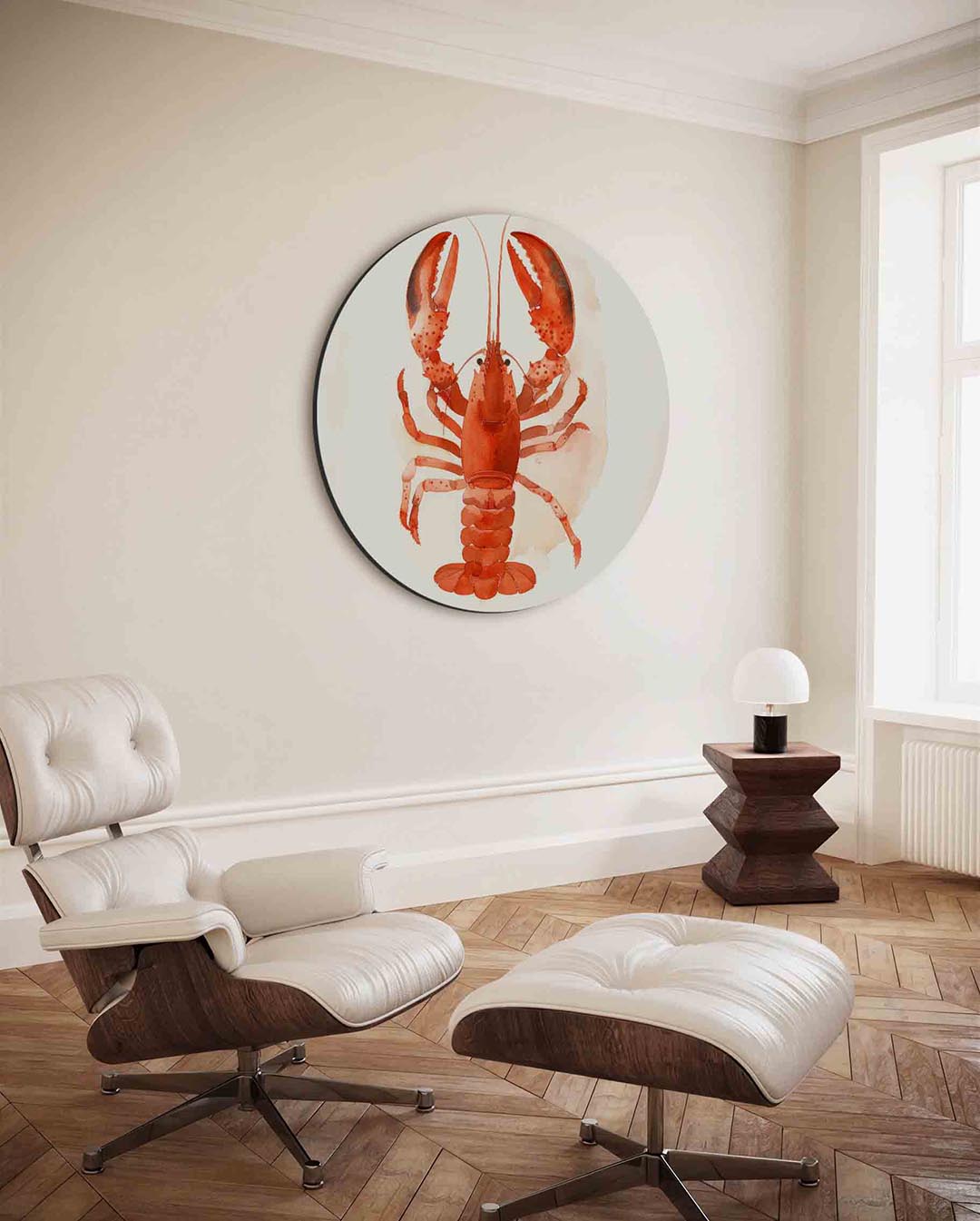 Rode kreeft – moderne ronde wanddecoratie van WallArtistic