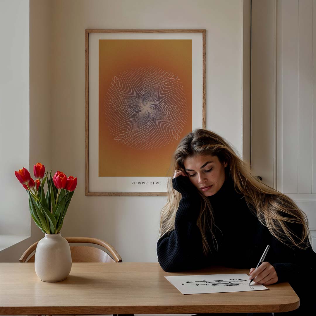 Vortex Retro Art – staande muurposter met kleurrijke abstracte vormen