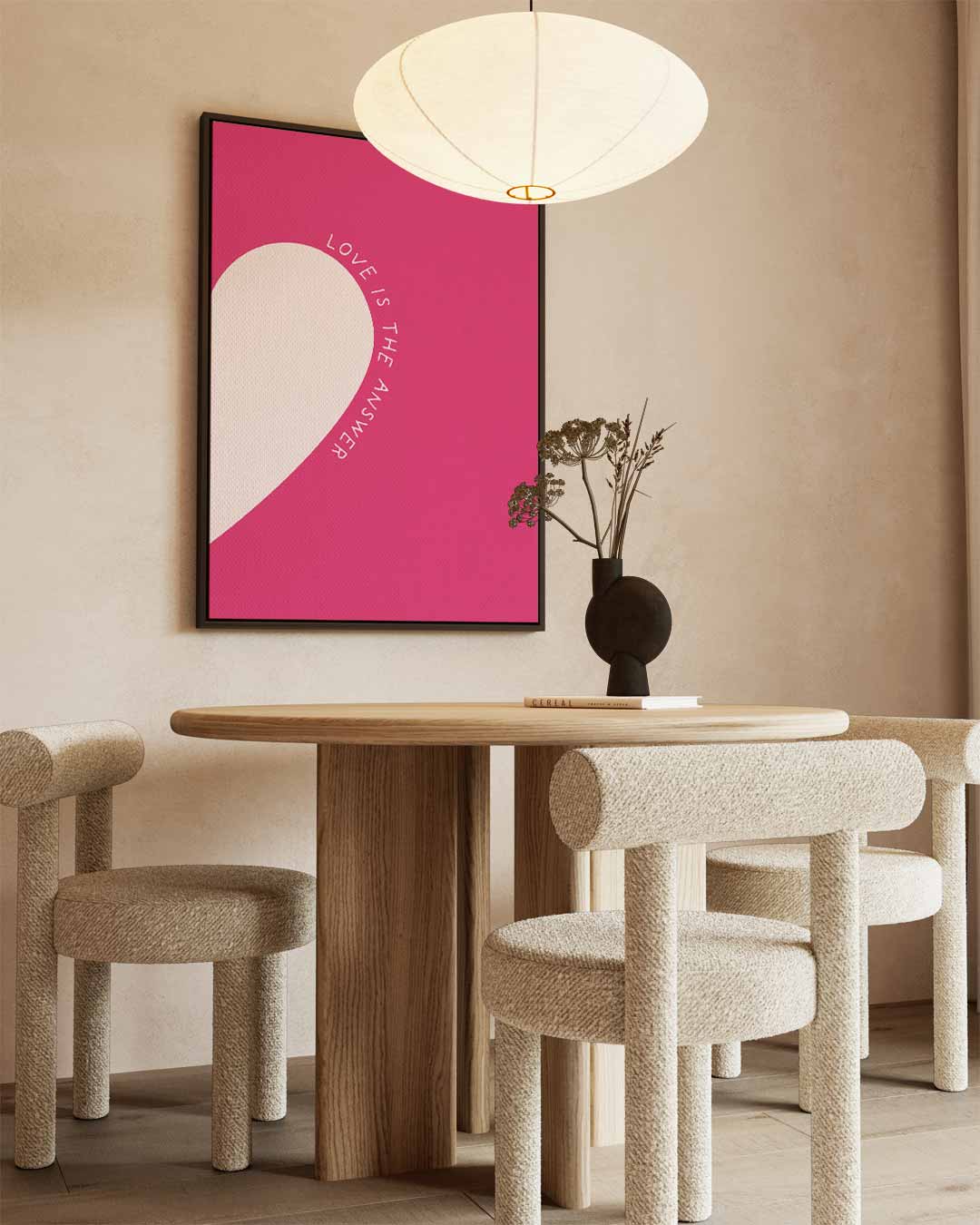 Liefde is het Antwoord Canvas – kunstwerk met zwarte baklijst